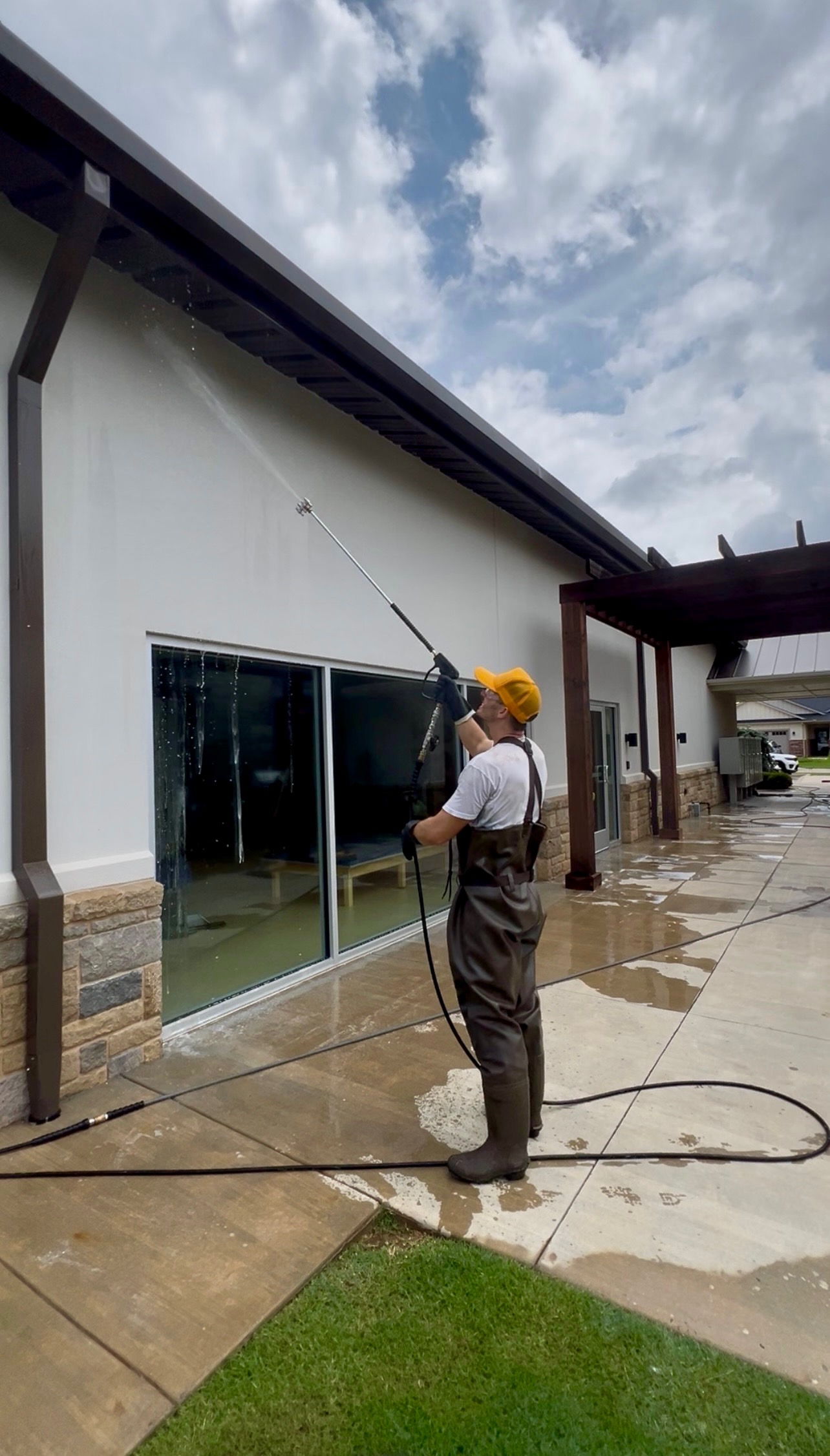 Soft washing service on home exterior in Oklahoma City